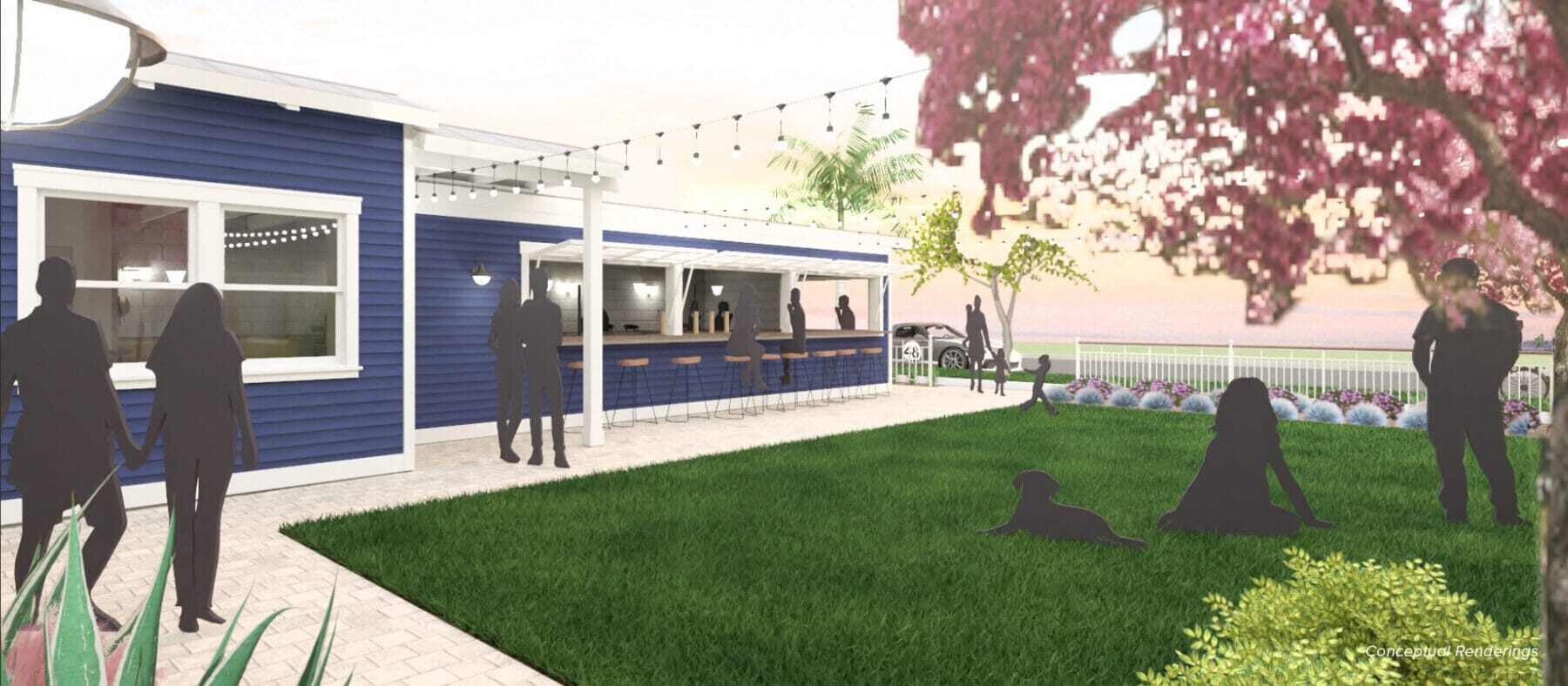 Front view of building