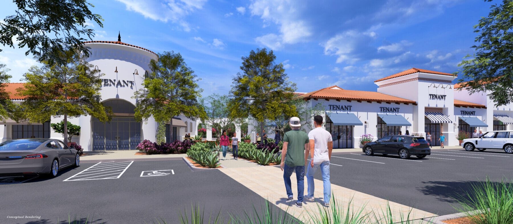Rendering of the new mixed-used development, Campo on 17th showing two people walking