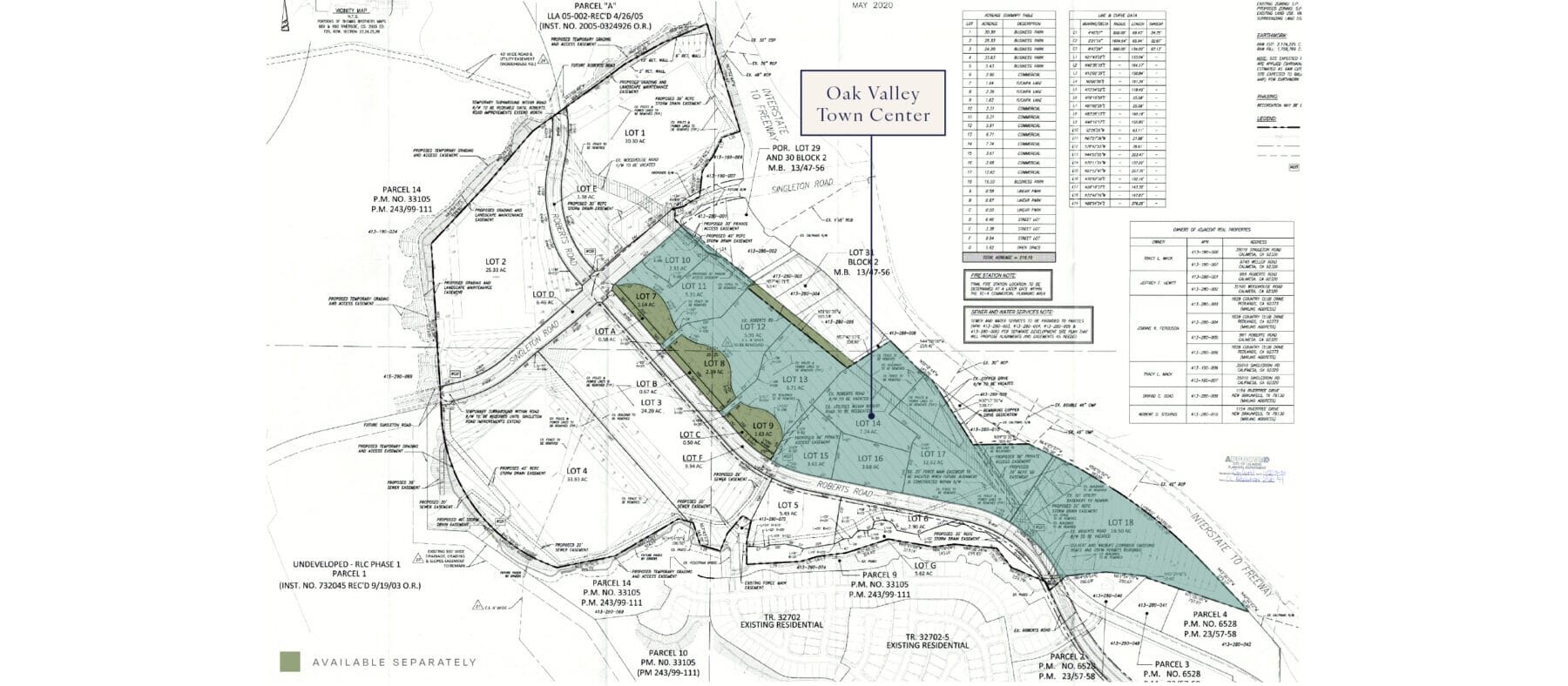 Parcel map of Oak Valley Town Center in Calimesa