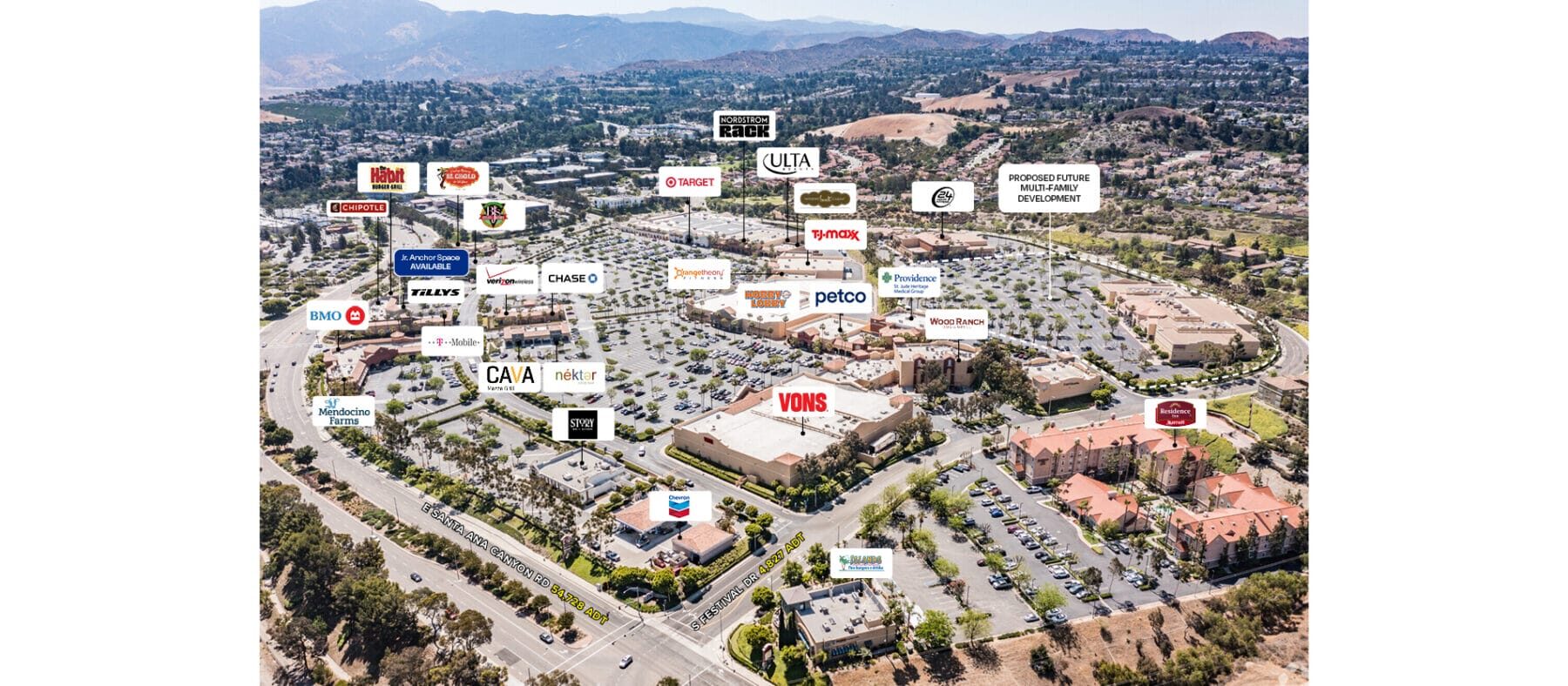 Aerial view of Anaheim Hills Festival, a shopping center