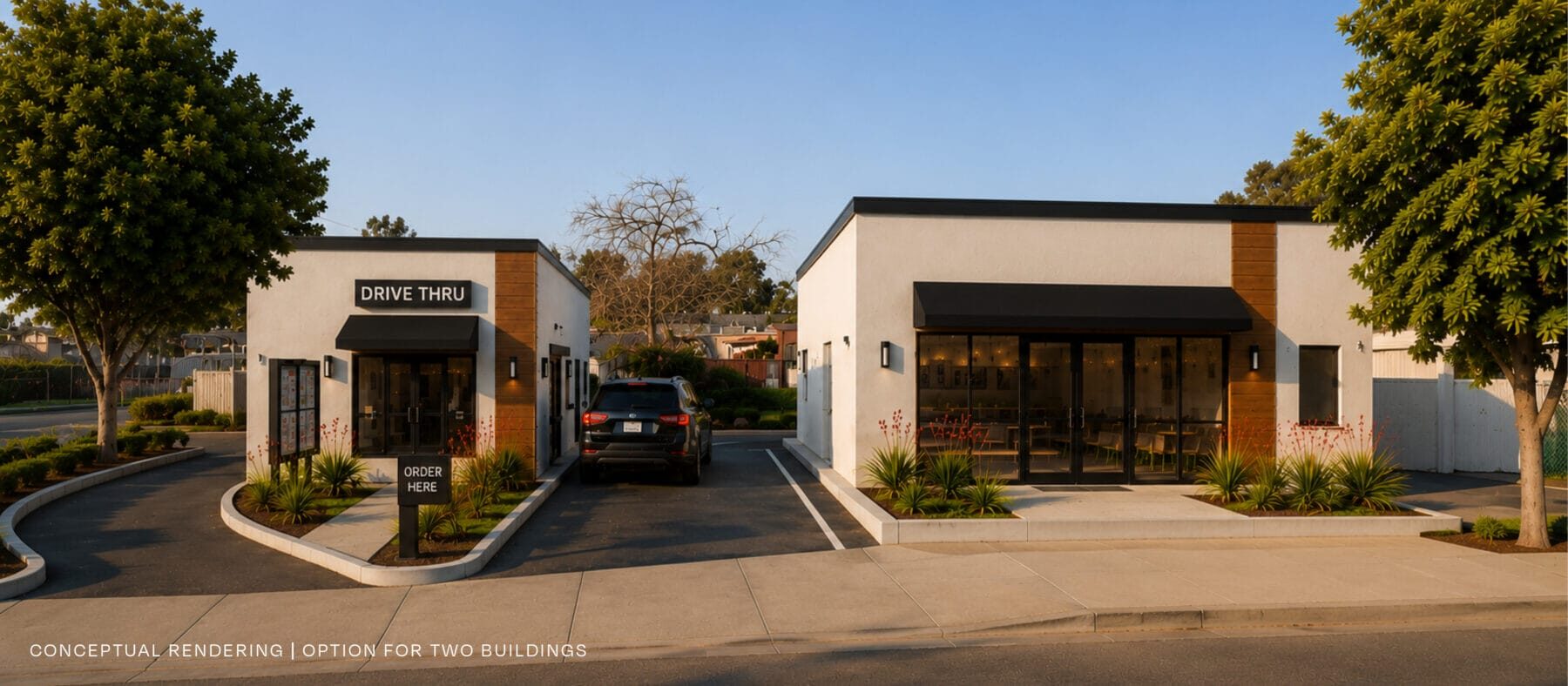 Conceptual rendering of a two-building concept at 628-30 E San Ysidro Blvd.