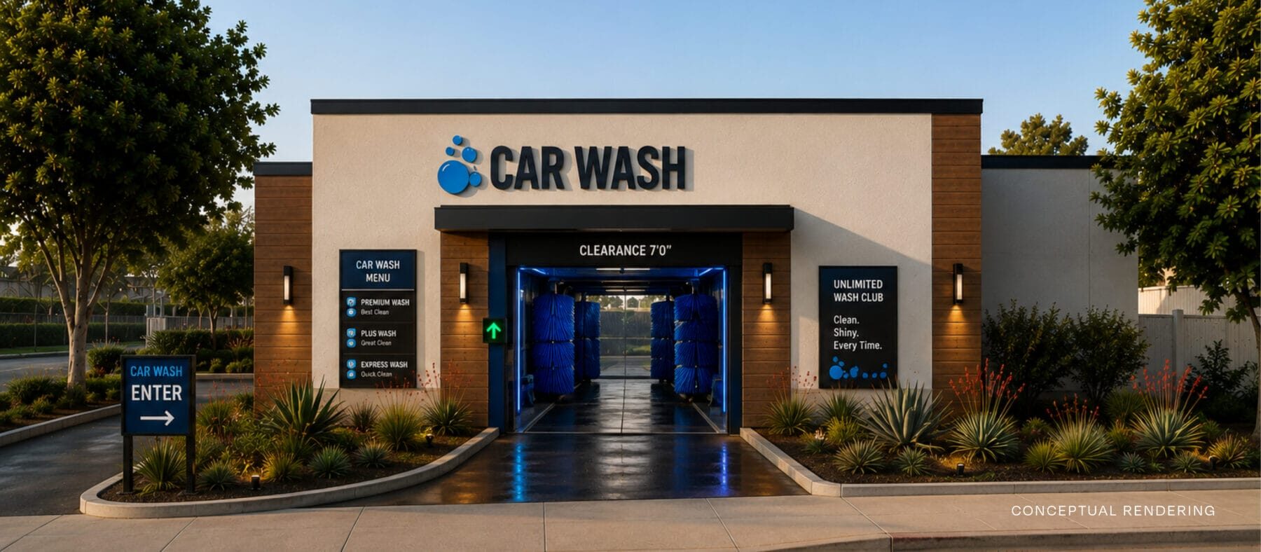 Conceptual rendering of the proposed drive-thru car wash space at 29 Virginia Ave.